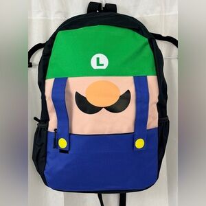 Mario Brothers Luigi Character Nylon Backpack/Travel Bag/Carry On/Kids Bag NIB